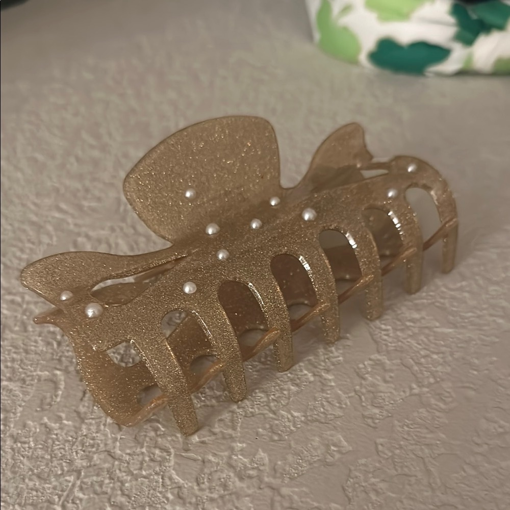 Gold Glitter Large Hair Claw Clip